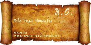 Mánya Ompoly névjegykártya